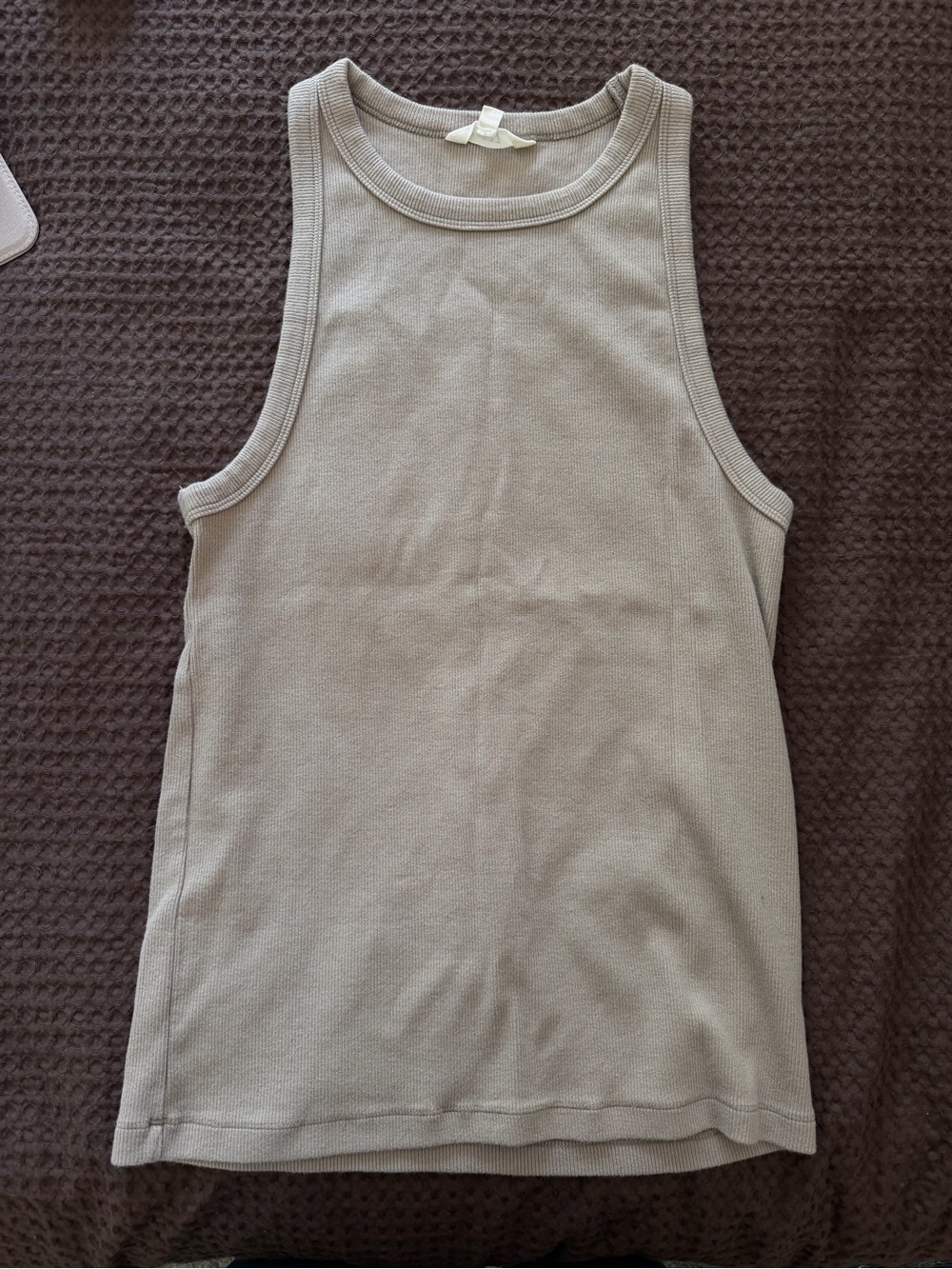 Women's Sleeveless Ribbed Tank Top - Taupe